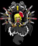  blonde_hair bow commentary_request fang graphite_(medium) hair_bow highres mechanical_pencil pencil red_eyes rumia solo touhou traditional_media uwa_(rakko) weapon zetton 