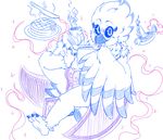  2018 absurd_res amelia_abernachy anthro avian beak bird black_feathers black_sclera book candle clothing dress eyewear feathered_wings feathers female food glasses hi_res knife looking_at_viewer magic owl simple_background slightly_chubby snowy_owl solo sz thick_thighs waffle white_feathers wide_hips wings 