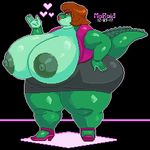  &lt;3 2017 abstract_background anthro areola big_breasts big_butt breasts brown_hair butt clothing crocodile crocodilian digital_media_(artwork) female footwear green_scales hair huge_breasts huge_butt hyper hyper_breasts makeup moroid nipples overweight overweight_female pixel_(artwork) rachelle_(vdisco) reptile scales scalie shoes skirt solo thick_thighs voluptuous wardrobe_malfunction wide_hips 
