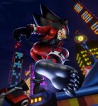 3d_(artwork) abs angry anklet anthro balls_outline barbell_piercing barefoot big_butt big_feet blush bottomwear bracelet bulge butt city city_background cityscape clothing clothing_theft constricted_pupils detailed_bulge digital_media_(artwork) ear_piercing ear_ring embarrassed eulipotyphlan fangs feet foot_fetish foot_focus footwear furrowed_eyebrows genital_outline hedgehog hi_res humanoid_feet jacket jewelry leather leather_bottomwear leather_clothing leather_jacket leather_pants leather_topwear legband looking_back low-angle_view male mammal mechanical_claw night open_mouth pants pecs piercing plantigrade pupils ring_piercing sega shadow_the_hedgehog shoes shoes_removed small_pupils solo sonic_the_hedgehog_(series) spiked_anklet spiked_bracelet spiked_legband spikes stealing teeth topwear twunk zhecklar
