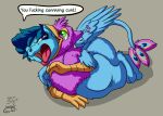 avian english_text felid female female_prey feral feral_pred feral_prey gryphon gyro_feather gyrotech male male_pred mammal mythological_avian mythological_creature mythological_sphinx mythology oral_vore profanity same_size_vore silent_e text vore