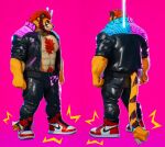 2026 3d_(artwork) abs anthro barazoku beard belt black_bottomwear black_clothing black_jacket black_pants black_topwear bottomwear canid canine canis chest_tuft claws clothing digital_media_(artwork) drumstick_(musical) facial_hair felid finger_claws footwear forearm_muscles front_view fur hair hybrid jacket jordan_(brand) leather leather_bottomwear leather_clothing leather_jacket leather_pants leather_topwear male mammal mod model_sheet multicolored_body multicolored_clothing multicolored_fur multicolored_jacket multicolored_topwear muscular muscular_anthro muscular_male navel nike nipples orange_body orange_fur pantherine pants pecs pubes raykie_(raykie_ff14) raykie_ff14 rear_view red_clothing red_footwear red_hair red_shoes red_sneakers shirtless shoes sneakers solo striped_body striped_fur stripes tail tan_body tan_fur tiger topwear tuft wolf
