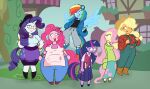 2026 accessory animal_humanoid apple applejack_(mlp) apron bad_posture beret black_beret black_clothing black_footwear black_shirt black_shoes black_topwear blue_body blue_bottomwear blue_clothing blue_feathers blue_footwear blue_jacket blue_jeans blue_overalls blue_pants blue_shoes blue_skirt blue_topwear book boots bottomwear bracelet breasts brown_boots brown_clothing brown_footwear building butterfly_print candy clothing cowboy_hat curled_tail curly_hair denim denim_bottomwear denim_clothing dessert detailed_background equid equid_humanoid equine equine_humanoid eyelashes eyewear eyewear_on_head feathers female fingerless_gloves fluttershy_(mlp) food footwear friendship_is_magic fruit gem glasses gloves goggles goggles_on_head gold_(metal) gold_bracelet gold_jewelry green_clothing green_sweater green_topwear grey_bottomwear grey_clothing grey_pants grey_sweatpants group hair hair_accessory hair_tie half-closed_eyes half-rim_glasses handwear hasbro hat headgear headwear hi_res highlights_(coloring) holding_book holding_object horn horse_humanoid house humanoid humanoidized jacket jeans jewelry krispy_kruncher lollipop long_hair long_sleeves looking_at_viewer mammal mammal_humanoid medium_breasts multicolored_clothing multicolored_hair multicolored_tail multicolored_topwear my_little_pony mythological_creature mythological_equine mythology narrowed_eyes necklace one_eye_closed overalls pants pattern_clothing pattern_shirt pattern_topwear pearl_(gem) pearl_bracelet pearl_necklace pegasus pink_body pink_clothing pink_highlights pink_shirt pink_tail pink_topwear pinkie_pie_(mlp) plaid plaid_clothing plaid_shirt plaid_topwear plant purple_body purple_bottomwear purple_clothing purple_hair purple_highlights purple_skirt purple_tail rainbow_dash_(mlp) rainbow_hair rainbow_tail rarity_(mlp) shirt shoes shrub skirt slightly_chubby slightly_chubby_female slightly_chubby_humanoid slouching small_breasts smile smiling_at_viewer sprinkles sprinkles_in_hair stained_apron sweater sweatpants tail tongue tongue_out topwear twilight_sparkle_(mlp) unicorn white_body white_clothing white_shirt white_topwear wide_hips widescreen wings wink winking_at_viewer yellow_body