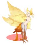  &lt;3 absurd_res animal_humanoid avian avian_humanoid blonde_hair blue_eyes breasts claws feathered_wings feathers female fernybee fingers hair harpy hi_res humanoid looking_at_viewer mercy_(overwatch) naturally_censored navel nude overwatch ponytail simple_background solo standing tail_feathers talons video_games white_background wings 