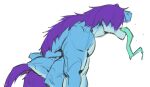 2026 anthro blue_body blue_countershading bodily_fluids countershade_arms countershade_face countershade_neck countershade_torso countershading digital_drawing_(artwork) digital_media_(artwork) green_tongue hair half-length_portrait kingarthur_i long_tongue male male_anthro multi_arm multi_limb nude nude_anthro nude_male open_mouth portrait purple_hair saliva saliva_on_tongue side_view simple_background snout solo teeth tongue tongue_out unknown_species white_background