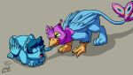 avian felid female female_prey feral feral_pred feral_prey gryphon gyro_feather gyrotech hi_res male male_pred mammal mythological_avian mythological_creature mythological_sphinx mythology oral_vore same_size_vore silent_e vore