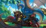 anal anal_penetration animal_genitalia balls blue_body dragon dsw7 eastern_dragon fellatio feral feral_on_feral feral_penetrated feral_penetrating feral_penetrating_feral fridaflame frill_(anatomy) from_behind_position fur furred_dragon furred_scalie genital_slit genitals grass group group_sex hi_res horn knot knotted_penis lying male male/male male_penetrated male_penetrating male_penetrating_male mounting mythological_creature mythological_scalie mythology on_back oral outside pawpads penetration penile penis plant scalie sex threesome tongue trio wings