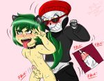  ahegao anthro black_clothes bone canid canine clothing collar cum cum_inside green_eyes green_hair hair humanoid long_tail looking_pleasured male male/male mammal nipples nude open_mounth operativo_(character) penetration penis ritaexe ruslan sex simple_background size_difference skeleton smile yellow_eyes 