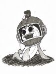 2025 absurd_res anthro anus aquatic armor balls bodily_fluids chicken_little_(2005) cyprinid cypriniform disney diving_helmet dripping fish fish_out_of_water genital_fluids genitals goldfish happy hi_res holding_penis leaning leaning_backward looking_up male marker_(artwork) monochrome open_mouth open_smile peeing peeing_on_self peeing_upwards penis raised_leg rewopsofunny shadow sitting smile solo traditional_media_(artwork) urine urine_on_self urine_stream watersports