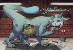 2026 4_fingers absurd_res akins animal_genitalia animal_penis anthro anthro_prey artist_name blue_eyes bodily_fluids body_writing brick brick_wall bucket cel_shading cleaning container countershading dated detailed_background dialogue digital_drawing_(artwork) digital_media_(artwork) drag'n_wash dragon duo english_text equine_genitalia equine_penis feral feral_pred finger_in_mouth fingers gator_dragon_games genital_fluids genitals green_body hi_res horn inside inside_stomach internal kobold kobold_(drag'n_wash) larger_feral larger_pred leaking_precum male male_pred male_prey motion_lines mythological_creature mythological_scalie mythology naelstrof_(publisher) open_mouth penis precum precum_on_ground red_eyes ryan_(drag'n_wash) scalie shaded size_difference slosh smaller_anthro smaller_version_at_source sponge stomach_acid tail text thick_tail tongue tongue_out vore wall_(structure) willing_prey