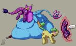 abdominal_bulge ambiguous_gender ambiguous_prey avian bodily_fluids drooling earth_pony equid equine esophagus female feral feral_pred gryphon gyro_feather gyrotech hasbro hi_res horse internal male male_pred mammal multiple_prey my_little_pony mythological_avian mythological_creature mythology oral_vore pony saliva same_size_vore silent_e tatzlpony vore