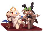 2026 3_toes 4_fingers 6_arms 6_eyes alcohol angel anthro arachnid arthropod barefoot bbb_(devil_connection) beverage biped black_clothing black_headdress black_leotard black_sclera blue_eyes blue_wings bowing brown_body brown_fur bunny_costume chair changoro cheek_tuft clothed clothing cocktail cocktail_glass colored container costume crossed_legs crossgender cup demon devil_connection digital_media_(artwork) drinking_glass duo facial_tuft fallen_angel feathered_wings feathers feet female female_anthro fingers front_view full-length_portrait fully_clothed fur furniture glass glass_container glass_cup green_eyes green_horn heterochromia hi_res hip_wings holding_object horn kemono legwear leotard looking_at_another makemon male male_anthro mammal membrane_(anatomy) membranous_wings mismatched_wings monotone_body monotone_fur monotone_tail mtf_crossgender multi_arm multi_eye multi_limb nisroch_(makemon) open_mouth open_smile orange_horn portrait pupils red_eyes red_wings robe serving_tray shaded shirt_cuffs simple_background sitting skull_accessory smile spider standing stockings tail toes tuft unusual_wing_placement waiter white_background white_body white_clothing white_ears white_fur white_robe white_tail wings