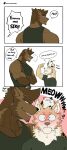 2026 5_fingers :3 ambiguous_feral ambiguous_gender anthro artist_name biceps big_muscles black_body black_claws blush blush_lines breath brown_body brown_claws brown_countershading brown_eyebrows brown_hair brown_inner_ear brown_inner_ear_fluff bust_portrait calico_cat canid carrying_another claws clothed clothed_anthro clothed_male clothing comic countershade_face countershade_fur countershade_neck countershade_torso countershading crossed_arms deltoids dialogue digital_drawing_(artwork) digital_media_(artwork) domestic_cat emanata english_text eye_contact eyebrows eyes_closed felid feline felis feral finger_claws fingers front_view full-face_blush fur green_clothing green_shirt green_tank_top green_topwear group hair half-length_portrait hand_on_another's_shoulder hand_on_shoulder hi_res inner_ear_fluff looking_at_another looking_at_viewer looking_back looking_back_at_viewer looking_down looking_down_at_another looking_up_at_another male male_anthro mammal mouth_closed multicolored_body muscular narrowed_eyes on_head one_page_comic open_mouth open_smile patreon patreon_logo patreon_username pointy_ears portrait prick_ears pupils rear_view reverse_countershading sharp_teeth shirt side_view simple_background slit_pupils smile snout speech_bubble tail tan_body tan_fur tank_top teeth text than-wa_(wolfblack43) topwear trapezius trio tuft two_tone_body uwu white_background white_body white_countershading white_fur white_inner_ear white_inner_ear_fluff white_sclera wide_eyed wolfblack43 yellow_eyes