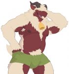 2026 2_horns anthro areola armpit_hair armpit_tuft bell bell_collar belly biped black_fingernails black_horn black_nails body_hair bulge capcom clothed clothing collar colored_nails covered_eyes cowbell crotch_tuft fingernails fingers front_view fur fuzzylynx green_clothing green_underwear hand_behind_head hand_on_underwear happy_trail herbivore_(mh) hi_res horn male male_anthro mammal monster_hunter moofah multicolored_body musclegut muscular muscular_anthro muscular_male nails navel nipples open_mouth open_smile portrait pubes purple_tongue red_body red_collar sharp_teeth simple_background slightly_chubby slightly_chubby_anthro slightly_chubby_male smile solo standing teeth three-quarter_portrait tongue topless topless_anthro topless_male tuft two_tone_body underwear underwear_only white_armpit_hair white_background white_body white_fur white_pubes white_tuft wobin_(wobinofylisse)
