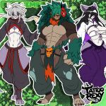 1:1 2026 3_toes 4_toes abs abstract_background anthro artist_logo artist_name asian_clothing asian_mythology athletic athletic_anthro athletic_female big_breasts black_clothing black_hair black_hoodie black_topwear bottomwear breasts brown_body brown_fur claws clothed clothing colored cropped_hoodie demon digital_media_(artwork) digitigrade east_asian_clothing east_asian_mythology feet female fingers fist front_view full-length_portrait fur generation_5_pokemon generation_8_pokemon green_hair grey_hair group hair hi_res hoodie japanese_clothing japanese_mythology kamaitachi logo loincloth long_hair male mammal medium_hair mienshao muscular muscular_anthro muscular_male mustelid mythology navel nintendo oni onryo pecs pokemon pokemon_(species) portrait pubes purple_body rillaboom skimpy standing tattoorexy text toe_claws toes topwear trio white_body white_fur wide_hips yokai