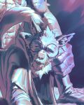 2026 anthro arm_spikes biceps canid cloak clothed clothed_anthro clothed_male clothing cropped digital_drawing_(artwork) digital_media_(artwork) duo eyewear fingers front_view full_version_at_paywall fur glasses half-closed_eyes half-length_portrait hand_on_another's_shoulder hand_on_shoulder hi_res inner_ear_fluff kingarthur_i looking_aside male male_anthro mammal muscular muscular_anthro muscular_male narrowed_eyes one_eye_closed pointy_ears portrait prick_ears restricted_palette round_glasses scales scalie spikes spikes_(anatomy) tail teeth torso_shot tuft wearing_glasses wizard_(kingarthur_i)