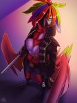  avian bird breasts feathers invalid_color invalid_tag la_lune_rouge light melee_weapon parrot piercing pirate saber sword weapon wings 