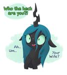  ! 2017 2018 ? absurd_res adequality bust_portrait changeling color_edit colored dialogue edit english_text eyelashes fangs female friendship_is_magic green_background green_eyes hi_res horn lies looking_at_viewer makeup mascara my_little_pony nervous open_mouth open_smile portrait queen_chrysalis_(mlp) simple_background smile solo speech_bubble sweat teal_hair teeth text tjpones tongue two_tone_background white_background 