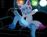  2017 alcohol animal_genitalia animal_penis anthro balls beverage biped canine canine_penis eeveelution fireworks glowing glowing_genitalia hybrid looking_at_viewer male mammal moon night nintendo open_mouth penis pok&eacute;mon pok&eacute;mon_(species) presenting riolu skweekers sofa solo sylveon video_games 