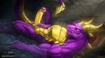  abs anthro big_penis dragon erection hi_res looking_at_viewer lying male masturbation muscular penis precum solo spyro spyro_the_dragon todex uncut vein veiny_penis video_games 