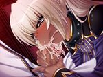  1boy 1girl blush breasts censored cum cum_explosion dark_skin facial fellatio female game_cg handjob hetero kagami_hirotaka kangoku_senkan kangoku_senkan_3 kila_kushan large_breasts licking lilith-soft long_hair masturbation moaning oral penis saliva shiny shiny_skin sweat tongue_out twintails uniform 