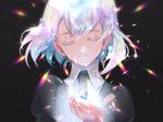  androgynous closed_eyes diamond diamond_(houseki_no_kuni) gem gem_uniform_(houseki_no_kuni) houseki_no_kuni saeldam short_hair smile solo sparkle white_hair 