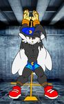  anthro bdsm bound boxer_briefs bulge clothing feline fully_bound hands_above_head how-did-we-get-here klonoa klonoa_(series) looking_at_viewer male mammal muscular muscular_male nipples solo spreader_bar underwear 