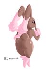  2017 absurd_res anthro backsack balls biovixy butt girly hi_res lagomorph looking_at_viewer looking_back lopunny male mammal nintendo pok&eacute;mon pok&eacute;mon_(species) presenting presenting_hindquarters rear_view simple_background solo video_games white_background 
