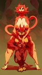  angry_eyes anthro balls big_areolas big_breasts breasts feline female flaccid male mammal muscular nipples penis sagging_breasts saggy_balls size_difference smaller_male sunibee 