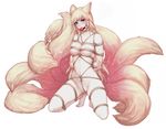  2017 ahri_(lol) alpha_channel alternate_version_available animal_humanoid ball_gag bdsm blonde_hair blush bondage bound breast_bondage breasts canine crotch_rope crouching female feversea_(artist) fingers fox fox_humanoid frogtied fully_bound fur gag gagged hair hands_behind_back hi_res humanoid league_of_legends legs_tied long_hair looking_at_viewer mammal multi_tail multicolored_fur navel nude pink_fur purple_eyes pussy riot_games rope rope_bondage rope_harness simple_background solo sparkles toes transparent_background video_games yellow_fur 