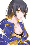  1girl artist_request bandai blue_hair blush breasts digimon digimon_story:_cyber_sleuth_hacker&#039;s_memory female long_hair looking_at_viewer mishima_erika shiny shiny_skin solo yellow_eyes 