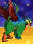  2018 alebrije butt coco_(pixar) digital_media_(artwork) disney feline female flower fur horn looking_at_viewer mammal muscular muscular_female pepita plant presenting solo wings zekromlover 