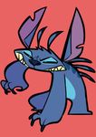  2017 4_fingers alien angry antennae back_markings back_spines black_eyes blue_claws blue_fur blue_nose claws digital_drawing_(artwork) digital_media_(artwork) dipstick_antennae disney experiment_(species) fur head_tuft lilo_and_stitch markings notched_ear pyrolikestacos red_background simple_background solo squint stitch toony tuft 