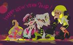  3girls aori_(splatoon) cousins domino_mask green_legwear highres hotaru_(splatoon) ink inkling long_hair mask mole multiple_girls object_on_head official_art open_mouth pantyhose short_jumpsuit smile splatoon_(series) splatoon_1 splatoon_2 squidbeak_splatoon tentacle_hair white_hair 