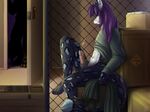  2018 anthro big_penis bottomless clothed clothing cum digital_media_(artwork) erection feline fur hair hi_res leopard long_hair looking_pleasured male mammal masturbation partially_clothed penis purple_eyes purple_hair shadow sidnithefox smaller_version_at_source snow_leopard solo 