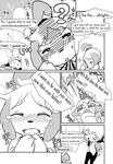  animal_crossing anthro blush canine clothed clothing comic dialogue dog english_text female flustered fur greyscale human isabelle kannazuki_akira male mammal monochrome nintendo shih_tzu simple_background text video_games 