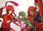  3boys bantu cheine chiki fire_emblem fire_emblem:_ankoku_ryuu_to_hikari_no_tsurugi fire_emblem:_monshou_no_nazo fire_emblem:_shin_ankoku_ryuu_to_hikari_no_tsurugi fire_emblem:_shin_monshou_no_nazo gato_(fire_emblem) green_hair grin gzei hair_down headband laughing mamkute multiple_boys red_hair smile tiara 