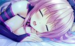  blush boku_to_koi_suru_ponkotsu_akuma breasts cleavage close elbow_gloves game_cg gloves headband kiritani_riria long_hair pink_hair sayori sleeping smile 