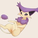  1girl animal_ears anus beige_background blush cat cat_ears delcatty female full_body furry highres legs_up looking_at_viewer lying no_humans on_back pokemon pokemon_(creature) pokemon_rse purple_sclera pussy simple_background smile solo spread_legs tail uncensored white_eyes youjomodoki 