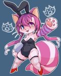  1girl bunnysuit cat cat_busters fake_rabbit_ears furry heterochromia highres pink_hair solo tears tokumori_kaisen 