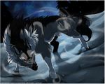  2008 black_fur canine detailed_background digital_media_(artwork) feral fur grey_fur grypwolf mammal outside snow solo yellow_eyes 