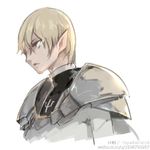  blonde_hair bodysuit cassandra_(claymore) claymore cropped_torso kumako_(pixiv4171671) pauldrons pointy_ears short_hair silver_eyes sketch solo upper_body watermark web_address weibo_username white_background 