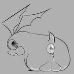  anus balls digimon feral greyscale male monochrome ota_(artist) patamon puffy_anus solo 