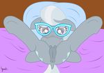  cub earth_pony equine eyewear female feral friendship_is_magic glasses grinch_(artist) horse looking_at_viewer lying mammal my_little_pony pony presenting presenting_pussy pussy silver_spoon_(mlp) solo spread_legs spreading teats young 