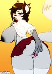  anthro big_breasts breasts canine clothed clothing coyote female fox hybrid looking_at_viewer looking_back mammal presenting pussy shirt_up smile solo spread_pussy spreading thick_thighs tsudamaku zenocoyote_(oc) 