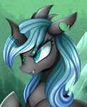  2018 angry changeling eyelashes fangs female feral hair hi_res horn insect_wings long_hair my_little_pony pridark solo wings 