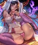  breasts cleavage fate/grand_order fate_(series) gtunver highres horns large_breasts open_mouth sesshouin_kiara thighhighs underwear 