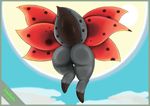  big_butt butt female low-angle_view lumihanta nintendo nude oblivious pok&eacute;mon pok&eacute;mon_(species) presenting presenting_hindquarters sky solo sun video_games volcarona 