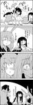  :x =3 animal_ears arms_up blush bunny_ears bunny_tail check_translation closed_eyes comic commentary_request eyebrows_visible_through_hair food greyscale hat highres houraisan_kaguya inaba_tewi junko_(touhou) kine long_hair mochi mochitsuki monochrome mortar partially_translated pom_pom_(clothes) reisen_udongein_inaba smile sweat tail tani_takeshi touhou translation_request trembling wagashi yukkuri_shiteitte_ne 