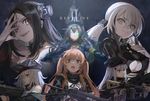  6+girls absurdres assault_rifle bangs beret black_hat blue_hair blush_stickers breasts brown_eyes closed_eyes closed_mouth dreamer_(girls_frontline) english eyebrows_visible_through_hair fingerless_gloves g11 g11_(girls_frontline) gaia_(girls_frontline) girls_frontline gloves green_eyes grey_hair gun h&amp;k_ump hair_between_eyes hand_on_own_face hat head_tilt heckler_&amp;_koch highres hk416 hk416_(girls_frontline) holding holding_gun holding_weapon large_breasts long_hair looking_at_viewer low_twintails multiple_girls one_side_up open_mouth outstretched_arms parted_bangs parted_lips profile rifle sangvis_ferri scar scar_across_eye silhouette smile submachine_gun toyo_(s9654431) twintails ump45_(girls_frontline) ump9_(girls_frontline) v-shaped_eyebrows very_long_hair weapon white_hair 